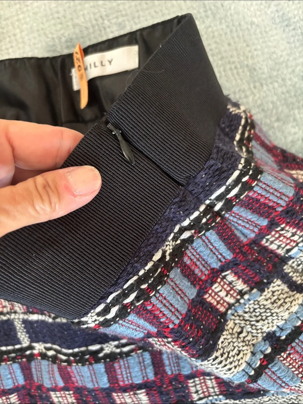 Milly Navy and red Geo Stripe Mini Skirt